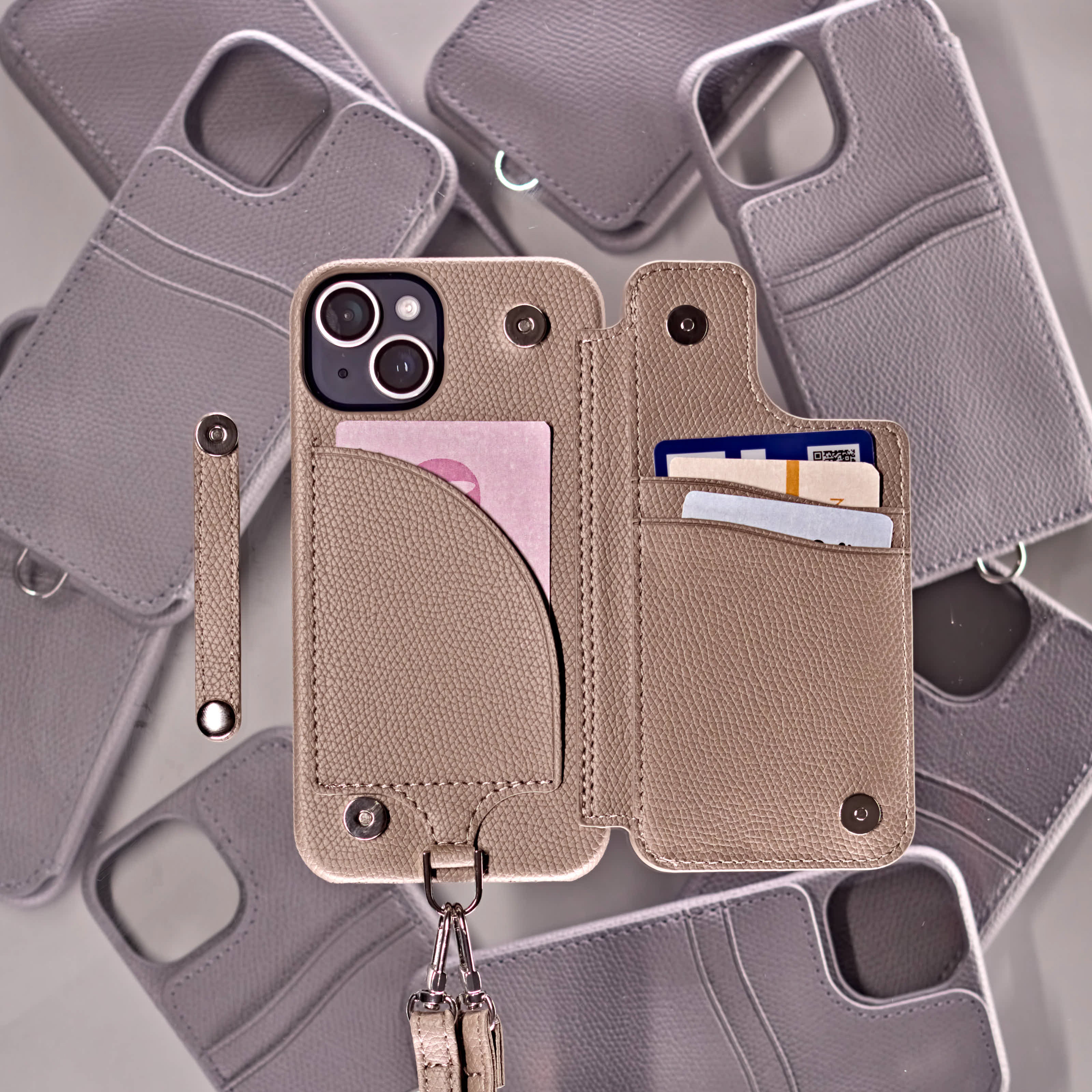 スマホショルダー ストラップ付きケース(全3色)