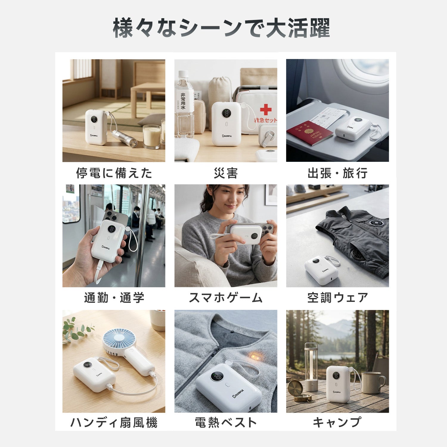 【ケーブル内蔵&急速充電&大容量】モバイルバッテリー 10000mAh