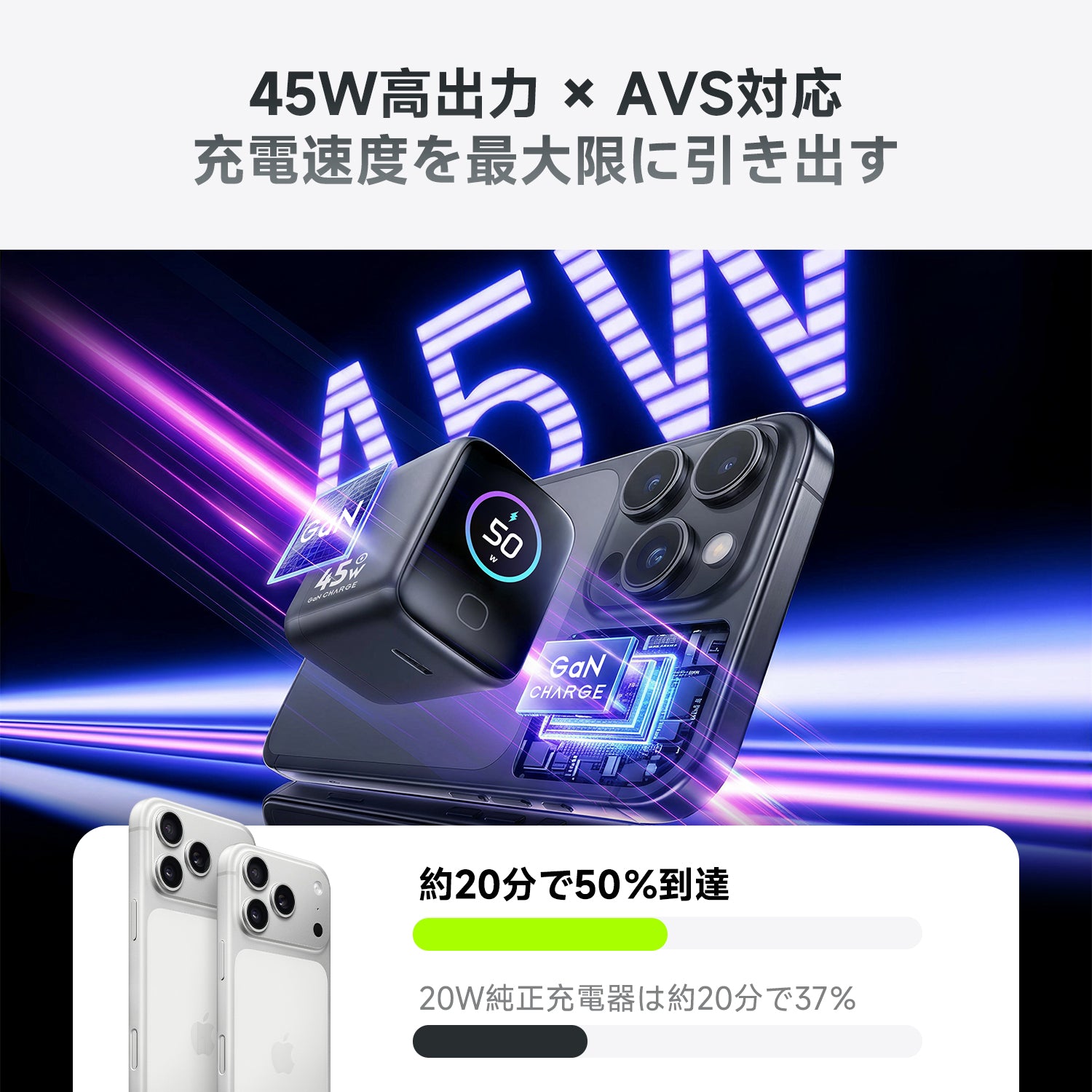 AI搭載ディスプレイ充電器